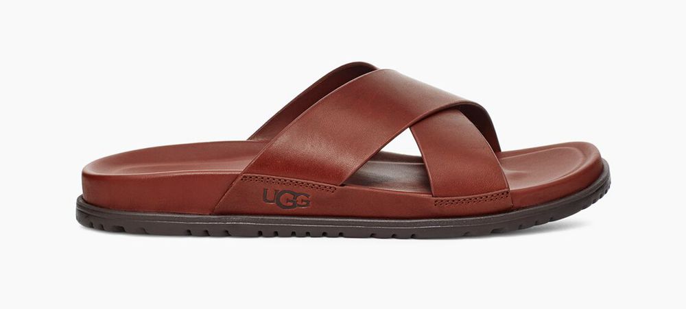 Ugg Wainscott - Mens Slides - Chocolate - NZ (6394HCBRU)